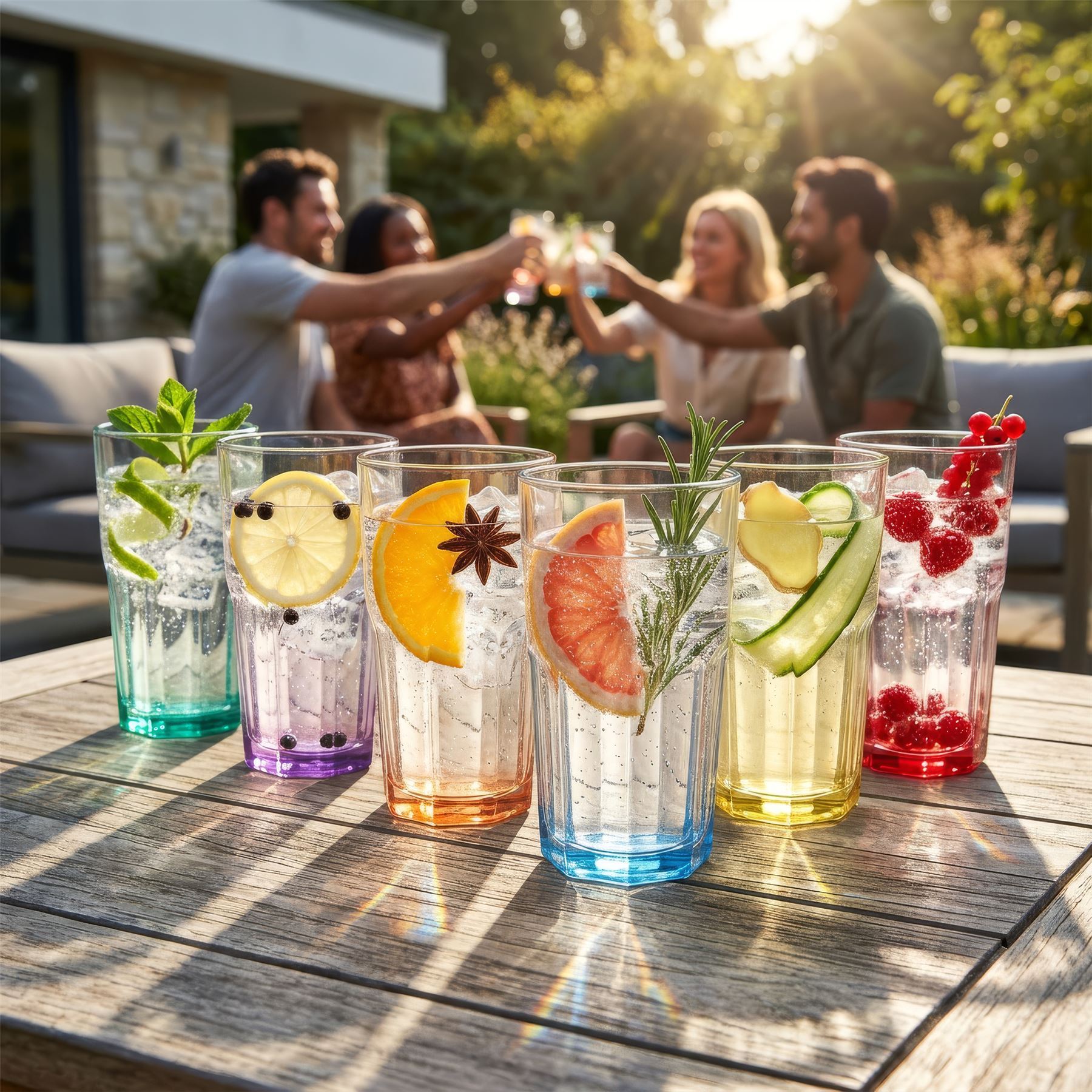 400ml Panelled Highball Glass with Coloured Base