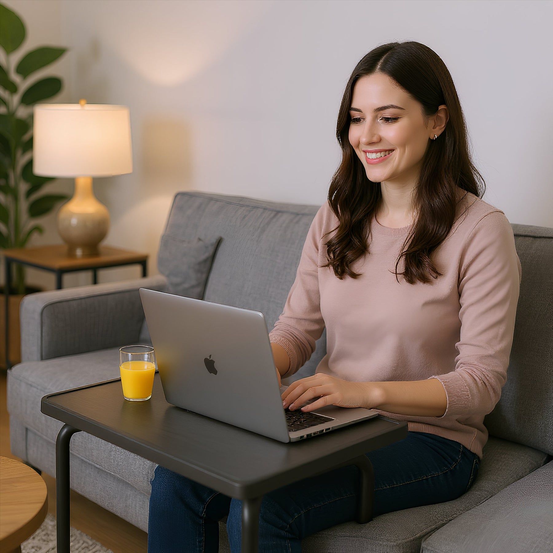 Height Adjustable Folding Laptop Table - Black