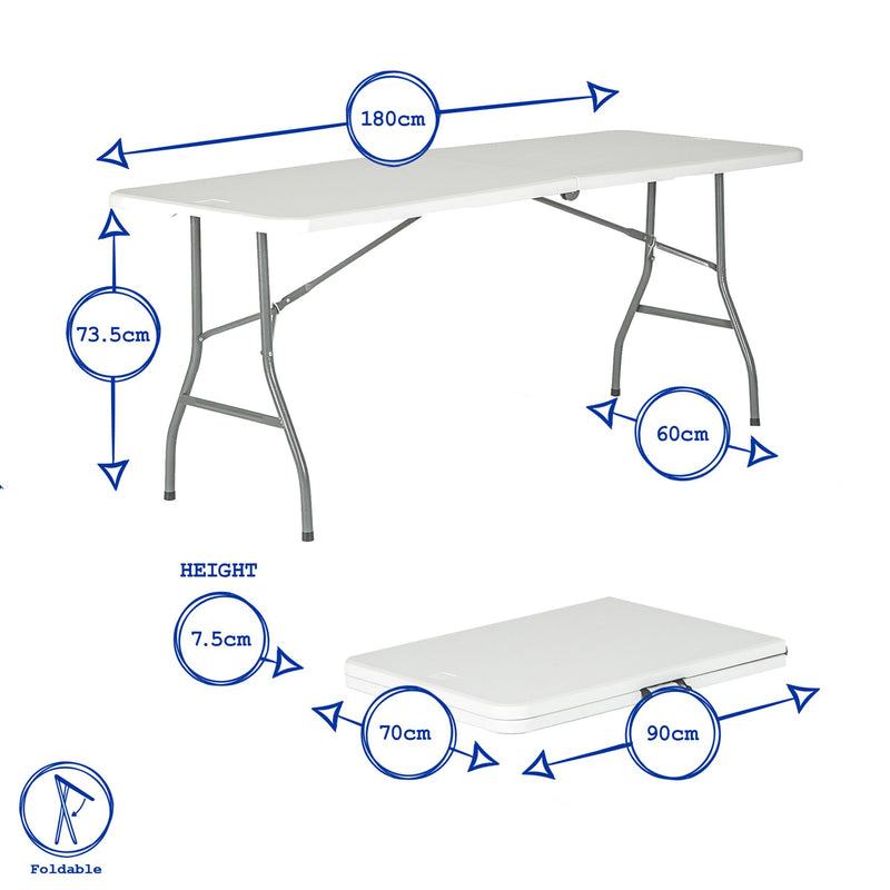 Harbour Housewares Rectangle Trestle Folding Table - 6"ft