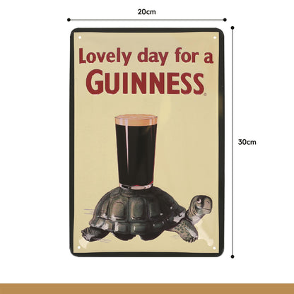 Guinness Tortoise Metal Tin Sign - 20 x 30cm - Cream