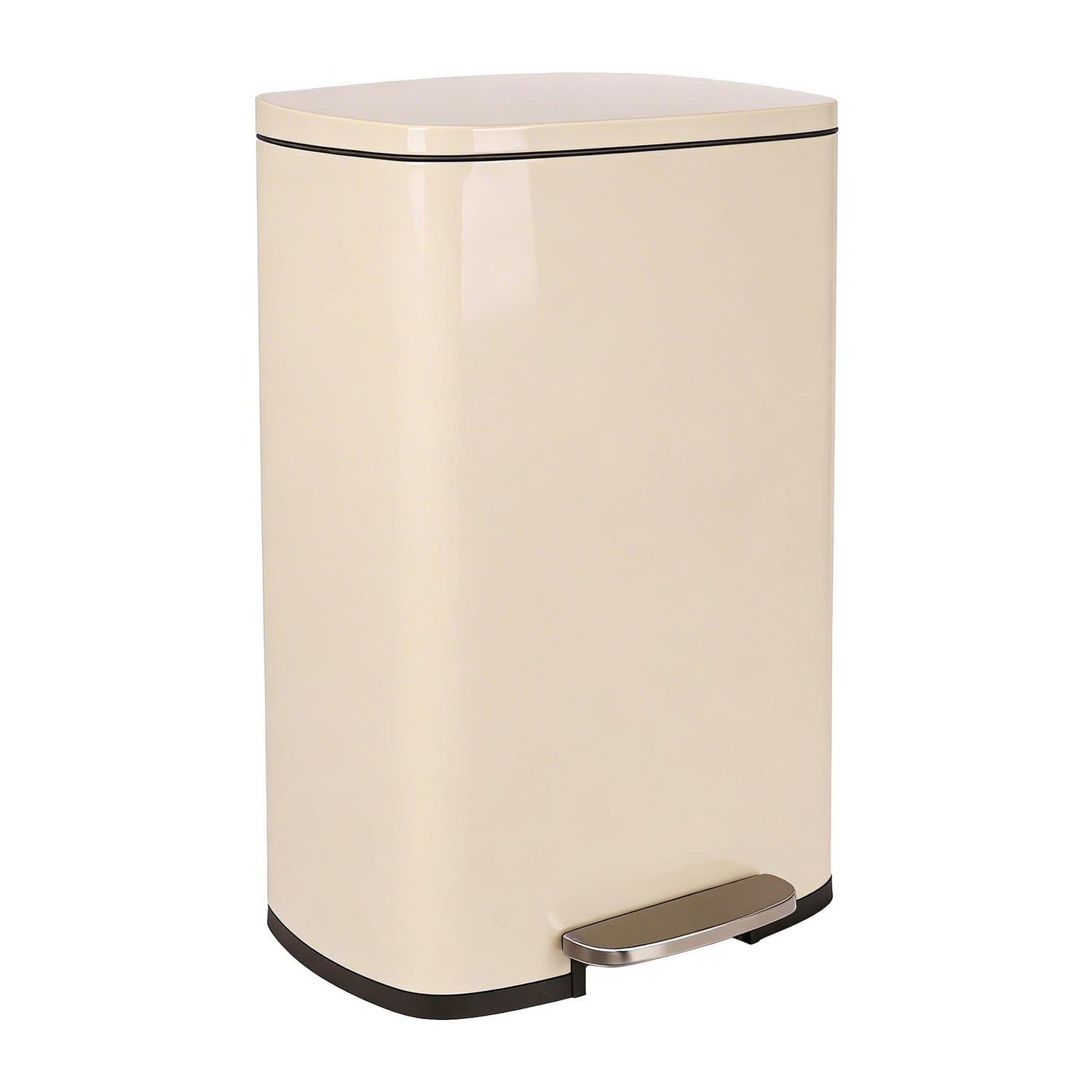 50L Square Stainless Steel Kitchen Pedal Bin - Beige