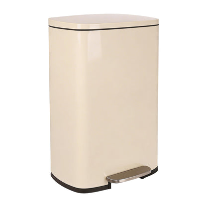 50L Square Stainless Steel Kitchen Pedal Bin - Beige
