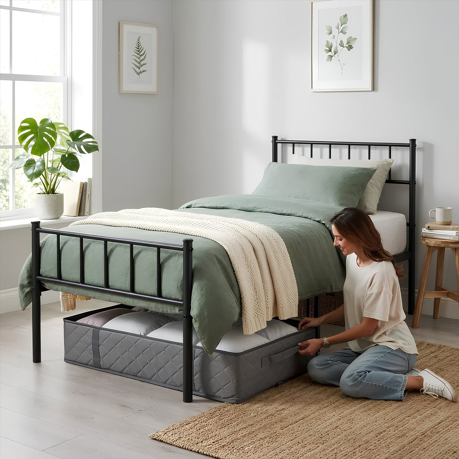 95 Litre Under Bed Storage Bags with Lid - Grey - Pack of 5