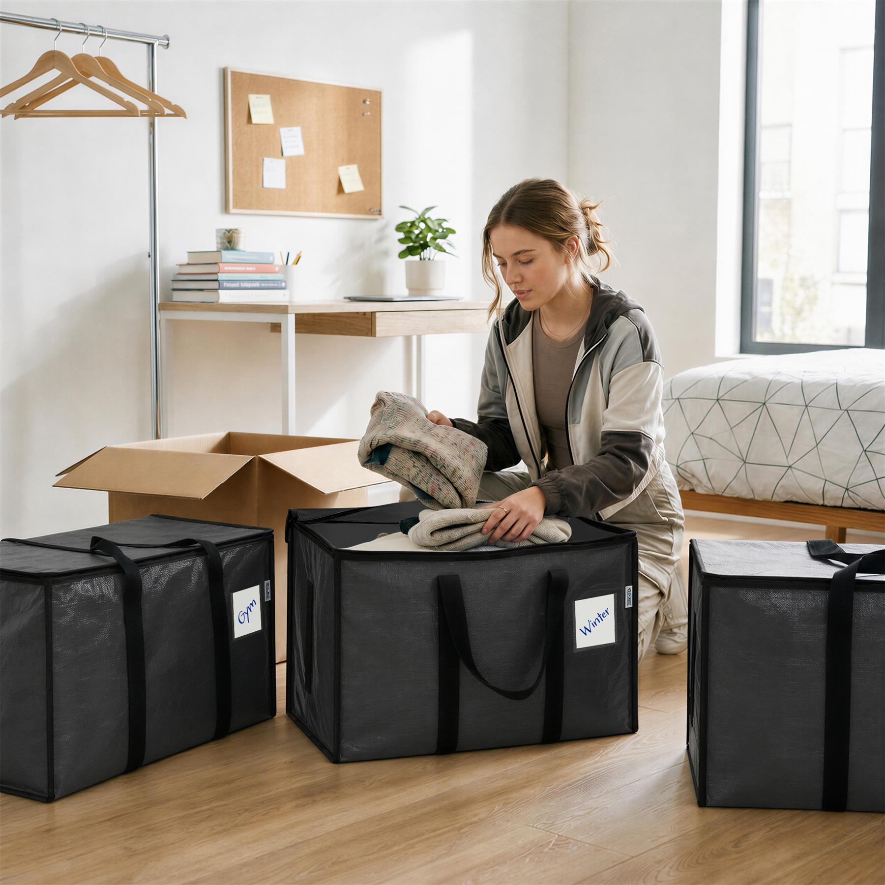 Large Heavy Duty Moving Bags - 90L - Anthracite - Pack of 6