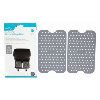 Rectangle Silicone Air Fryer Liners - 13cm x 20cm - Grey - Pack of 2 - By Ashley