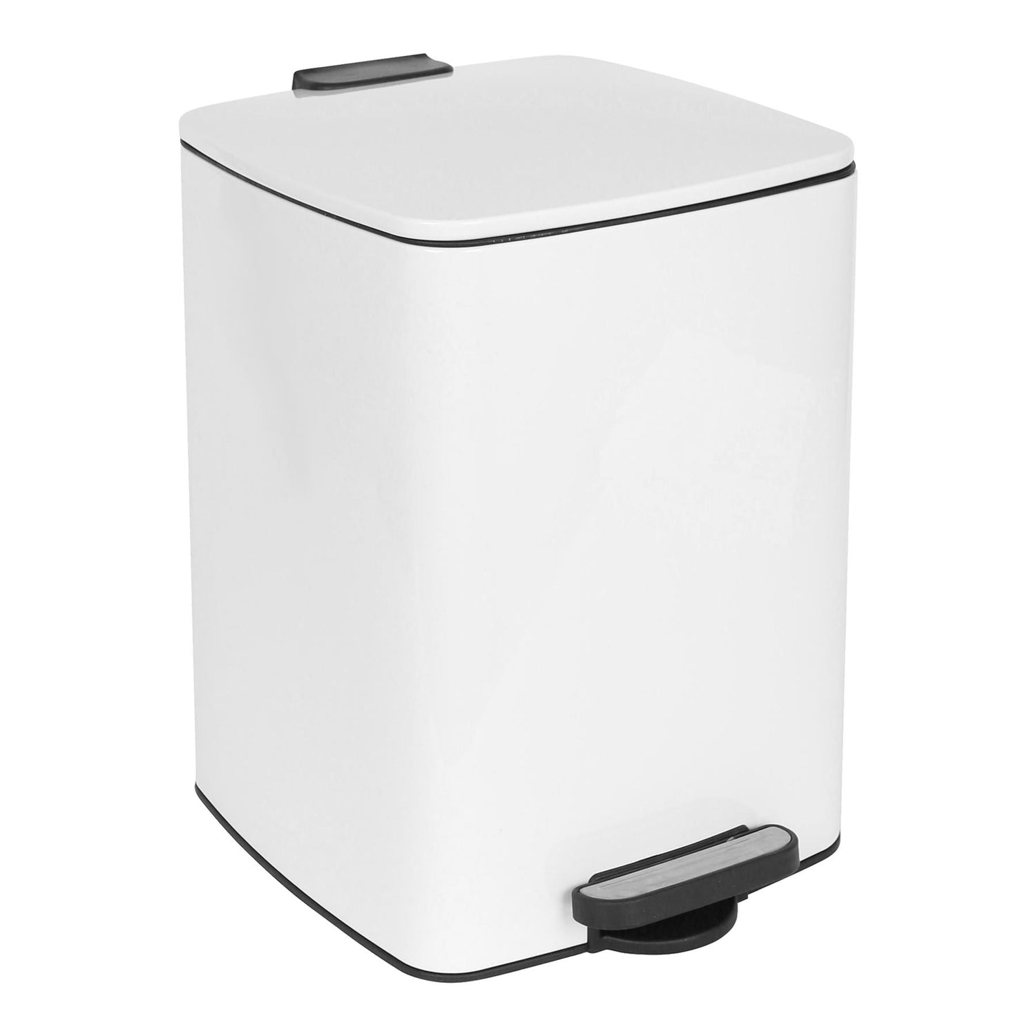 20L Square Stainless Steel Kitchen Pedal Bin - White