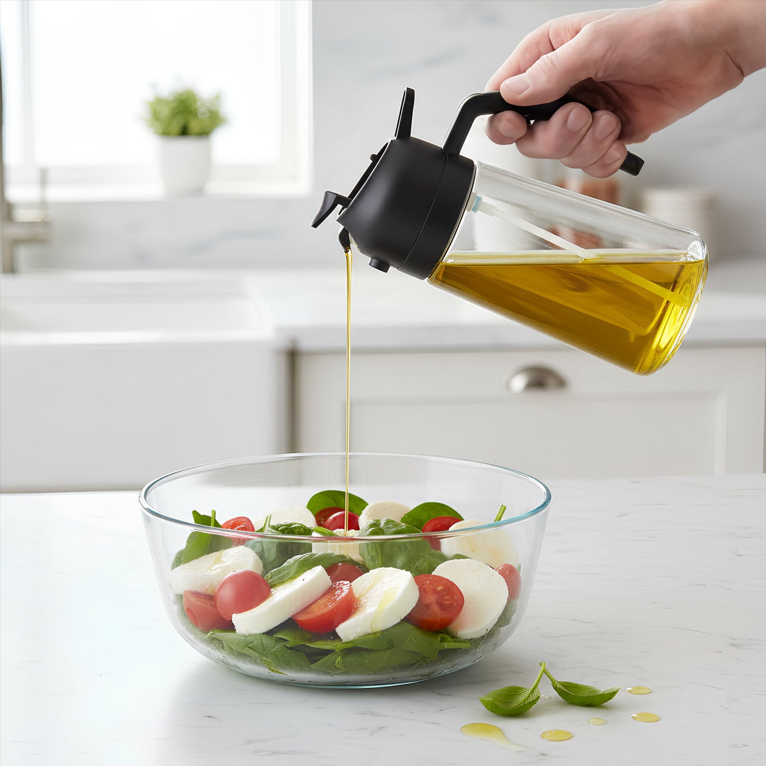 470ml 2-in-1 Glass Olive Oil Spray Bottle