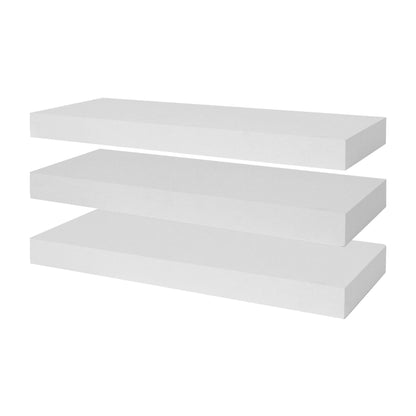 Wooden Floating Shelves - 40cm - White - Pack of 3