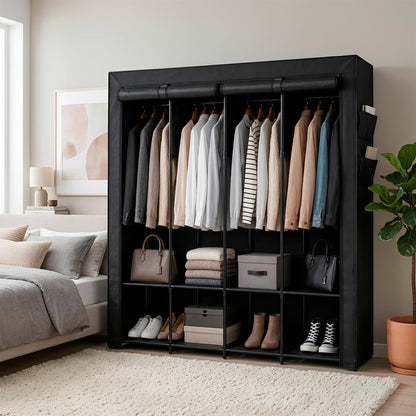 Portable Fabric Wardrobe - 170 x 45 x 167cm - Black