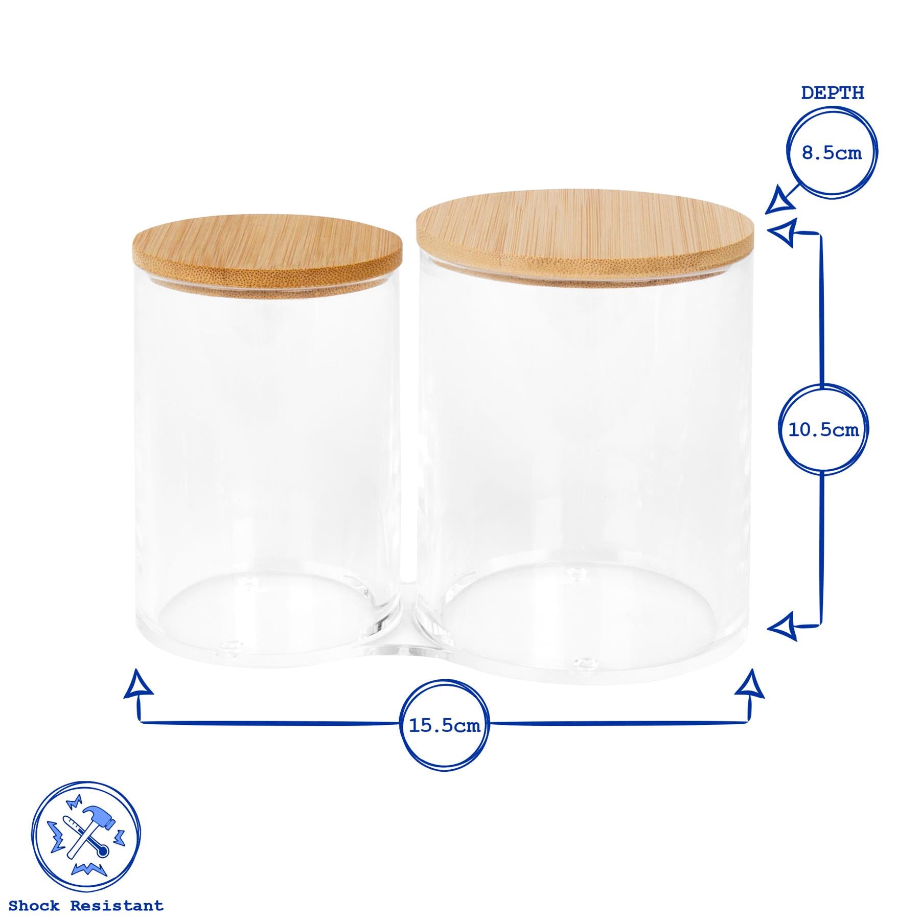 Twin Bathroom Canister with Bamboo Lid