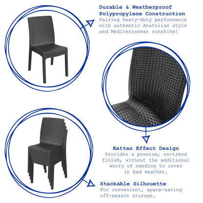 Nilufer Rattan Effect Garden Dining Chair - Anthracite