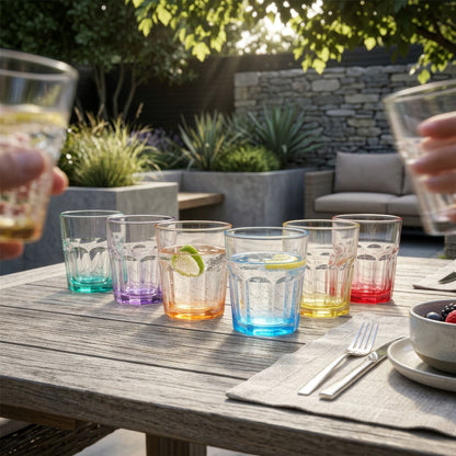 285ml Panelled Glass Tumbler with Coloured Base