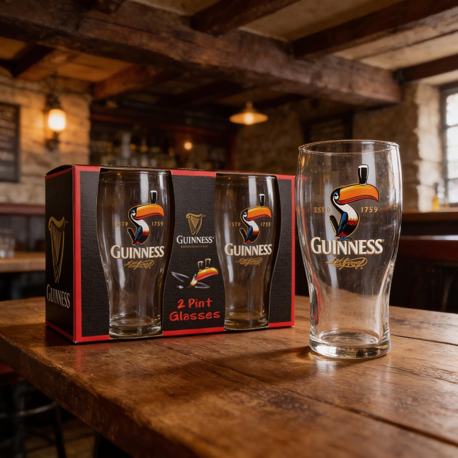 Guinness 2pc Toucan Pint Glass Set