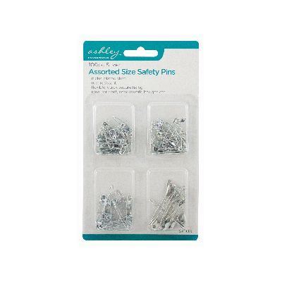 Steel Safety Pins - Assorted Sizes - Pack of 100 - By Ashley