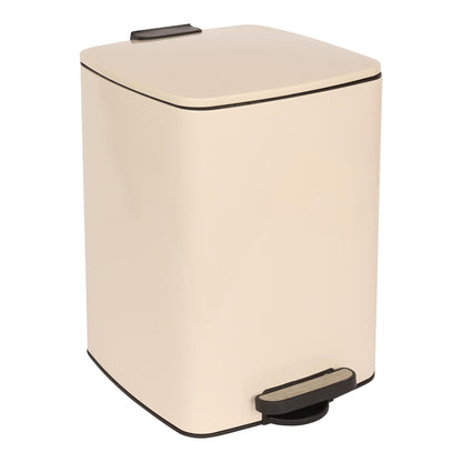 20L Square Stainless Steel Kitchen Pedal Bin - Beige