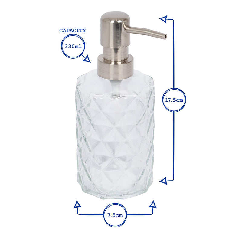 Prism Glass Soap Dispenser - 330ml - By Harbour Housewares