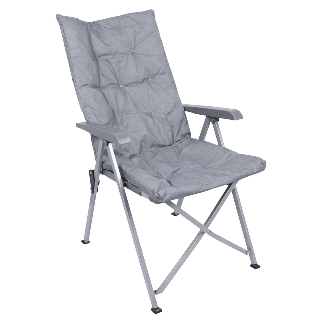High Back Padded Reclining Camping Chair - Grey