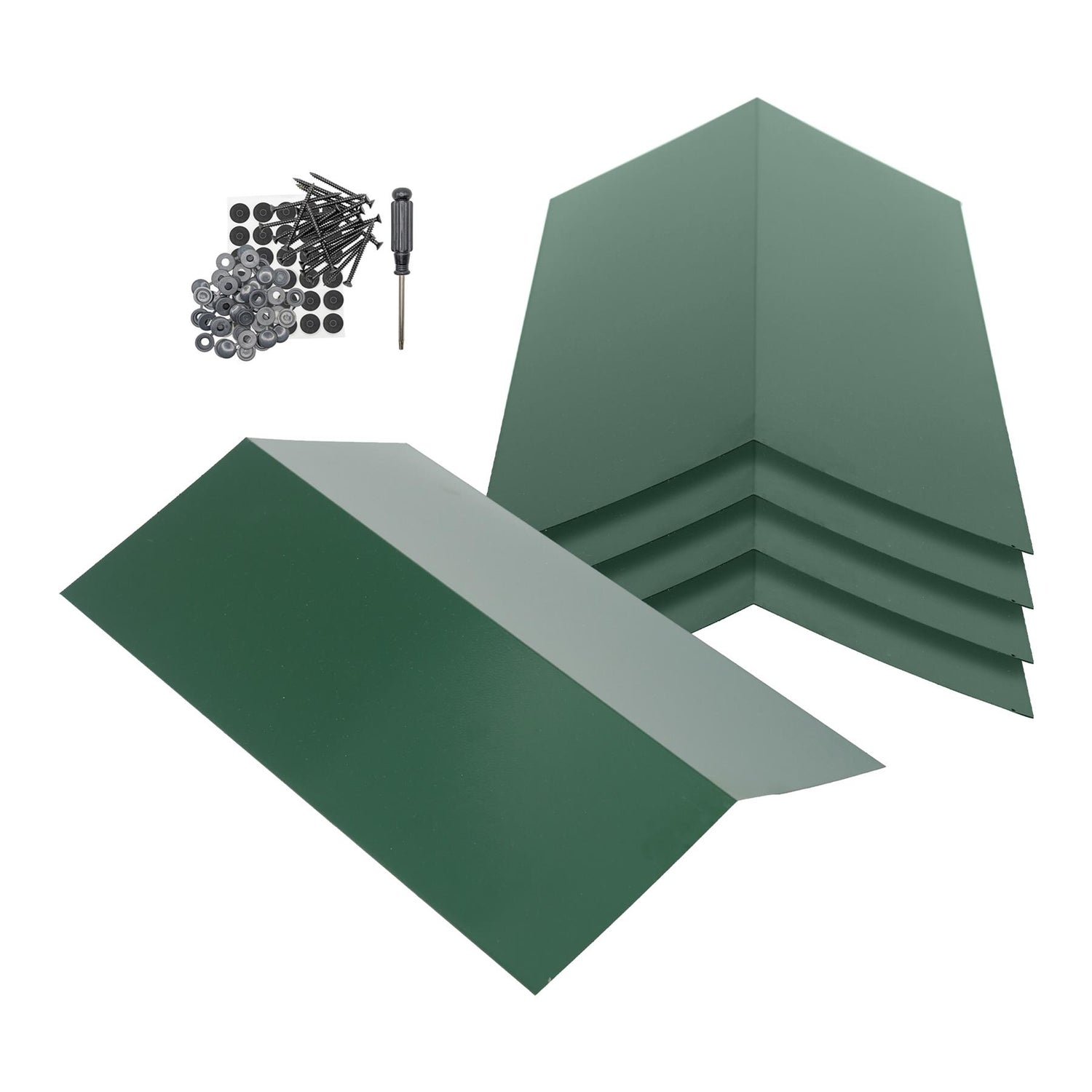 Metal Roofing Ridge Caps - 30 x 60cm - Green - Pack of 5