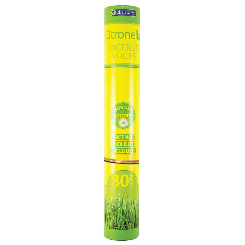 Outdoor Citronella Incense Sticks with Holder - Pack of 30 - By Chatsworth