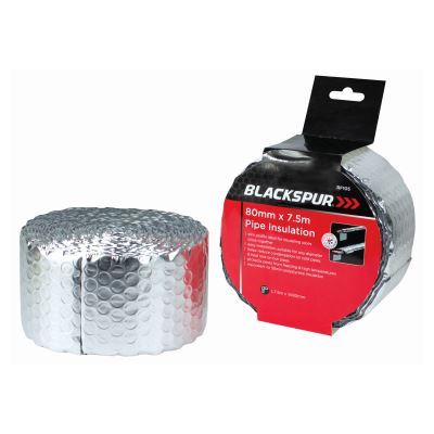 Foil Pipe Insulation Tape - 80mm x 7.5M - Silver - By Blackspur