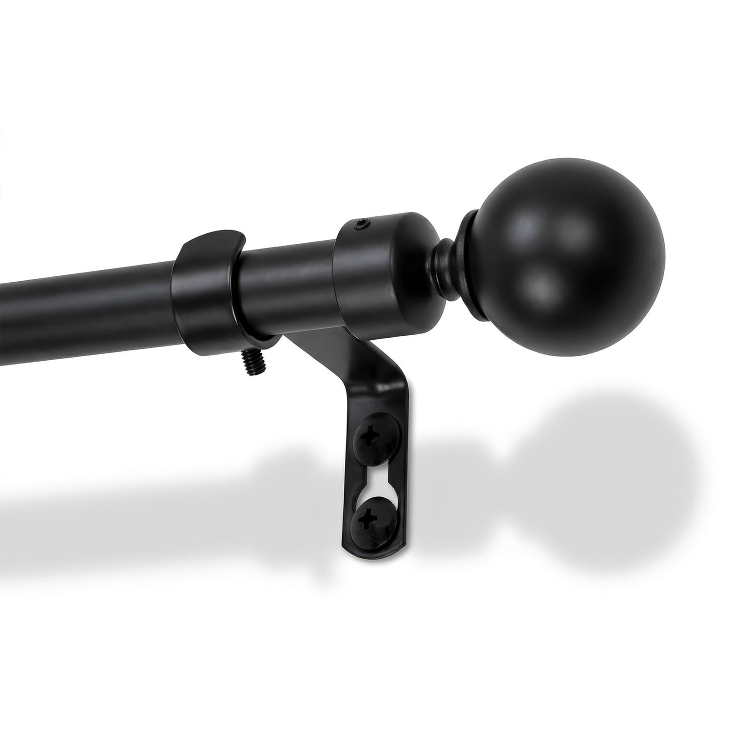Extendable Metal Ball Curtain Pole Kit - 77 to 150cm - Matt Black