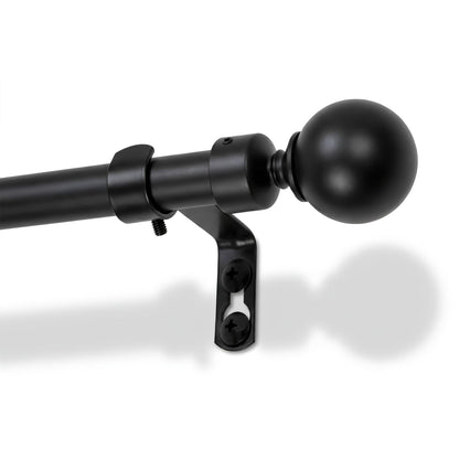 Extendable Metal Ball Curtain Pole Kit - 77 to 150cm - Matt Black