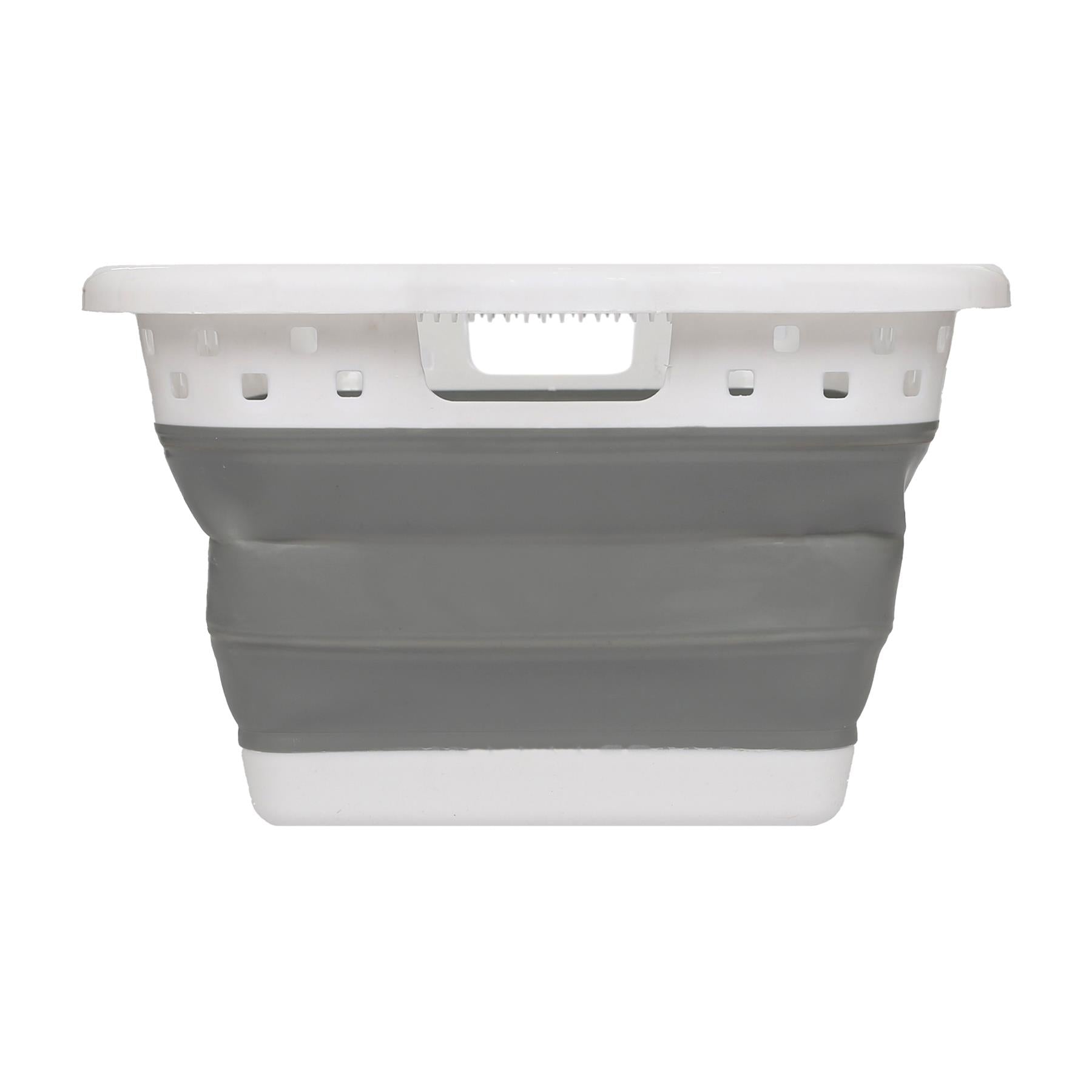 42L Collapsible Laundry Basket - White/Grey