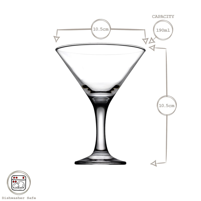 190ml Bistro Martini Glass - By Pasabahce