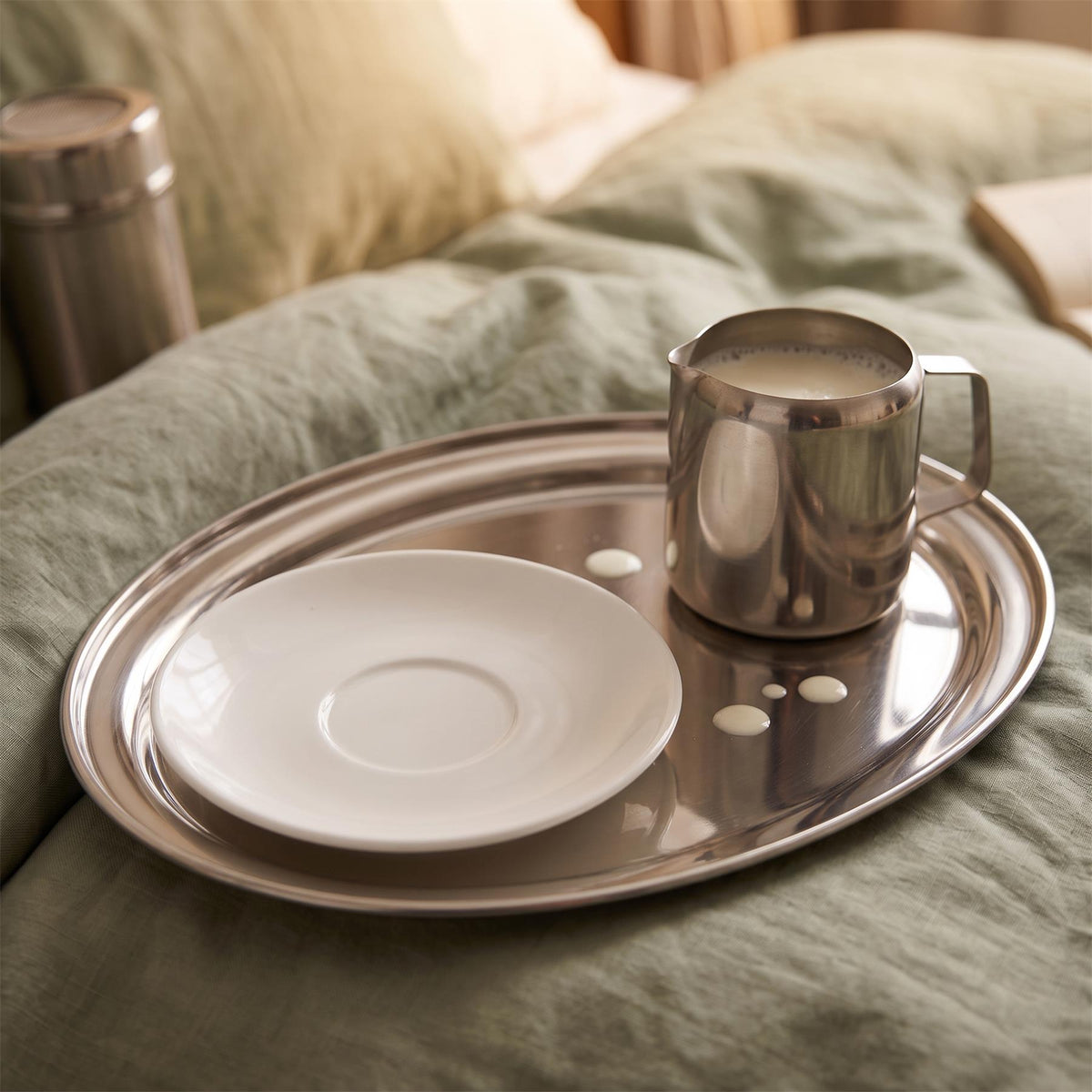Oval Stainless Steel Serving Tray - 22 x 16.5cm