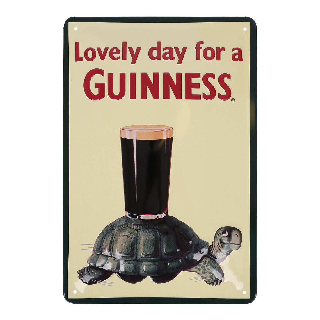 Guinness Tortoise Metal Tin Sign - 20 x 30cm - Cream