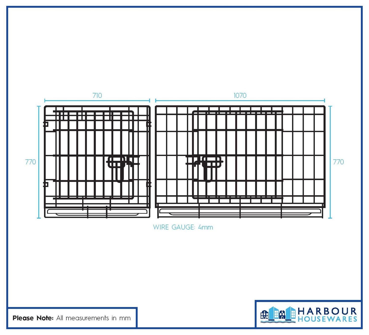 2 Door Metal Dog Crate with Removable Tray - Large
