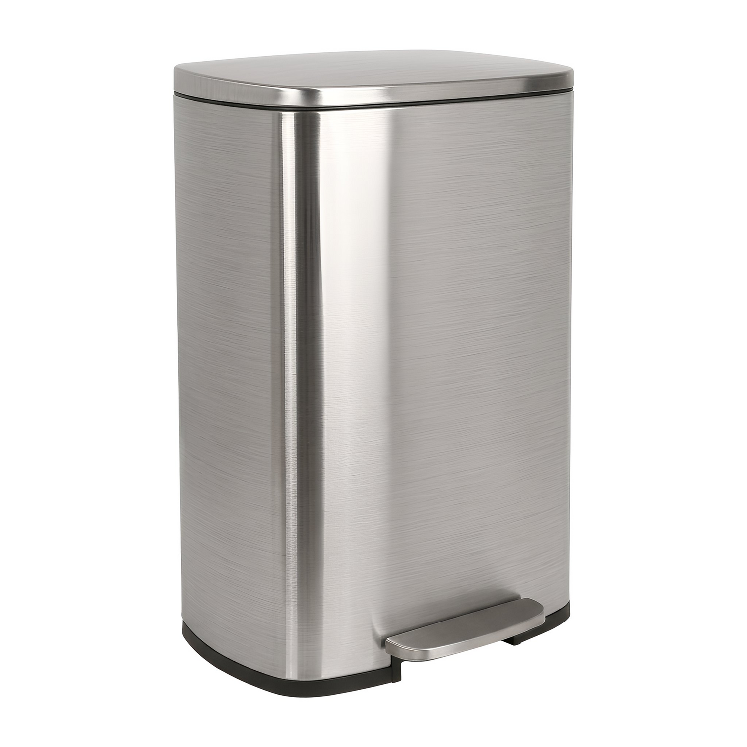 50L Square Stainless Steel Kitchen Pedal Bin - Brushed