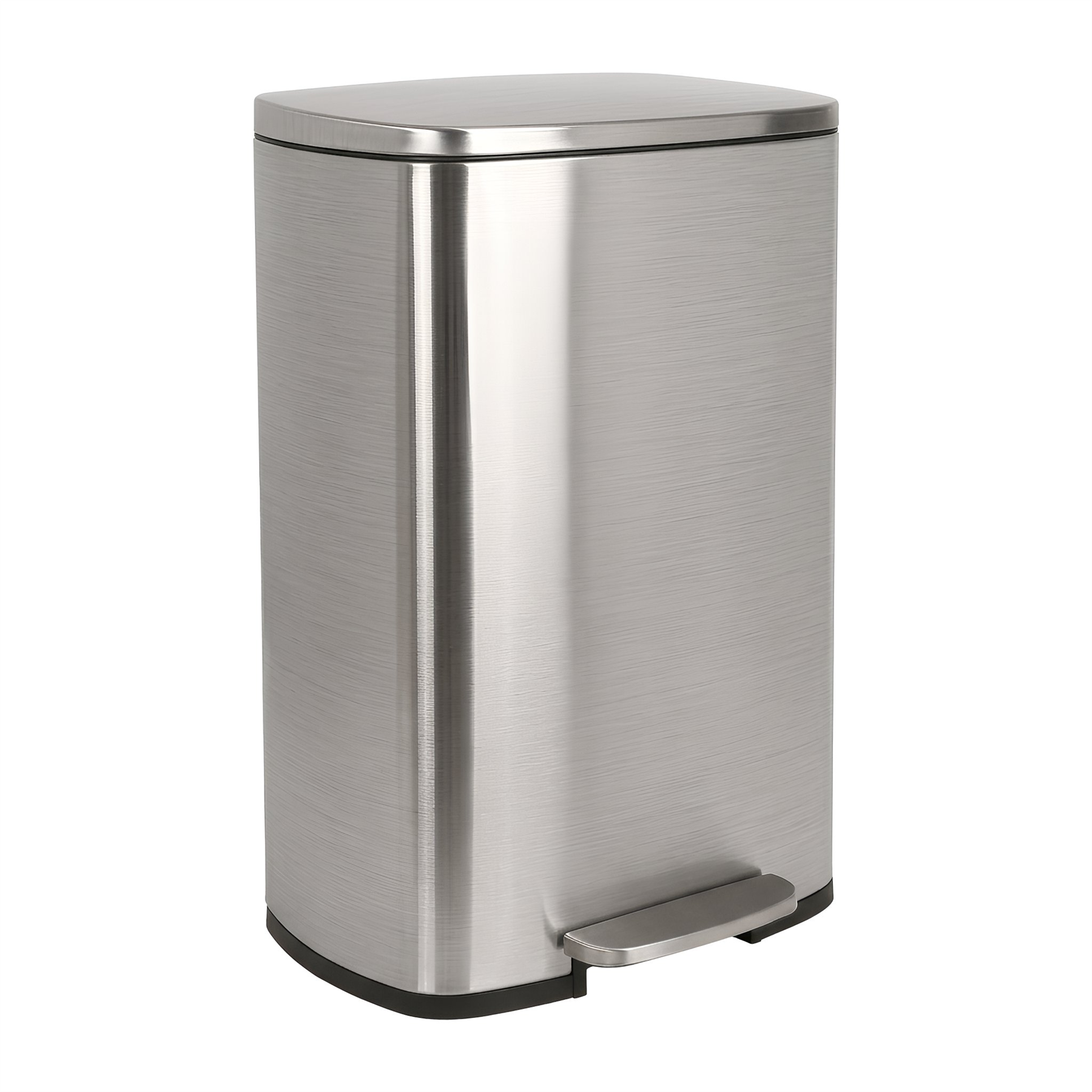 50L Square Stainless Steel Kitchen Pedal Bin - Brushed