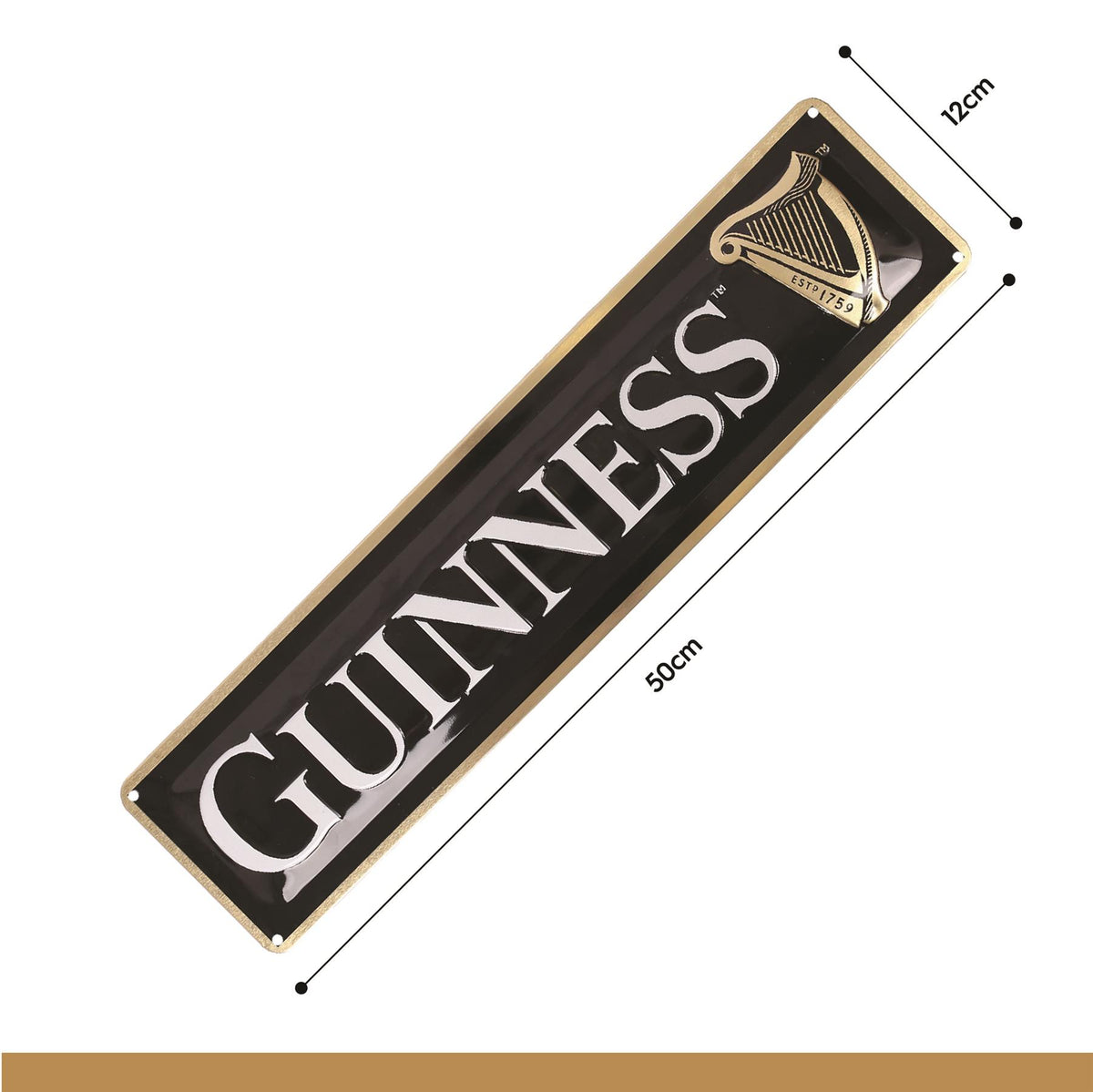 Guinness Contemporary Metal Tin Sign - 50 x 12cm - Black