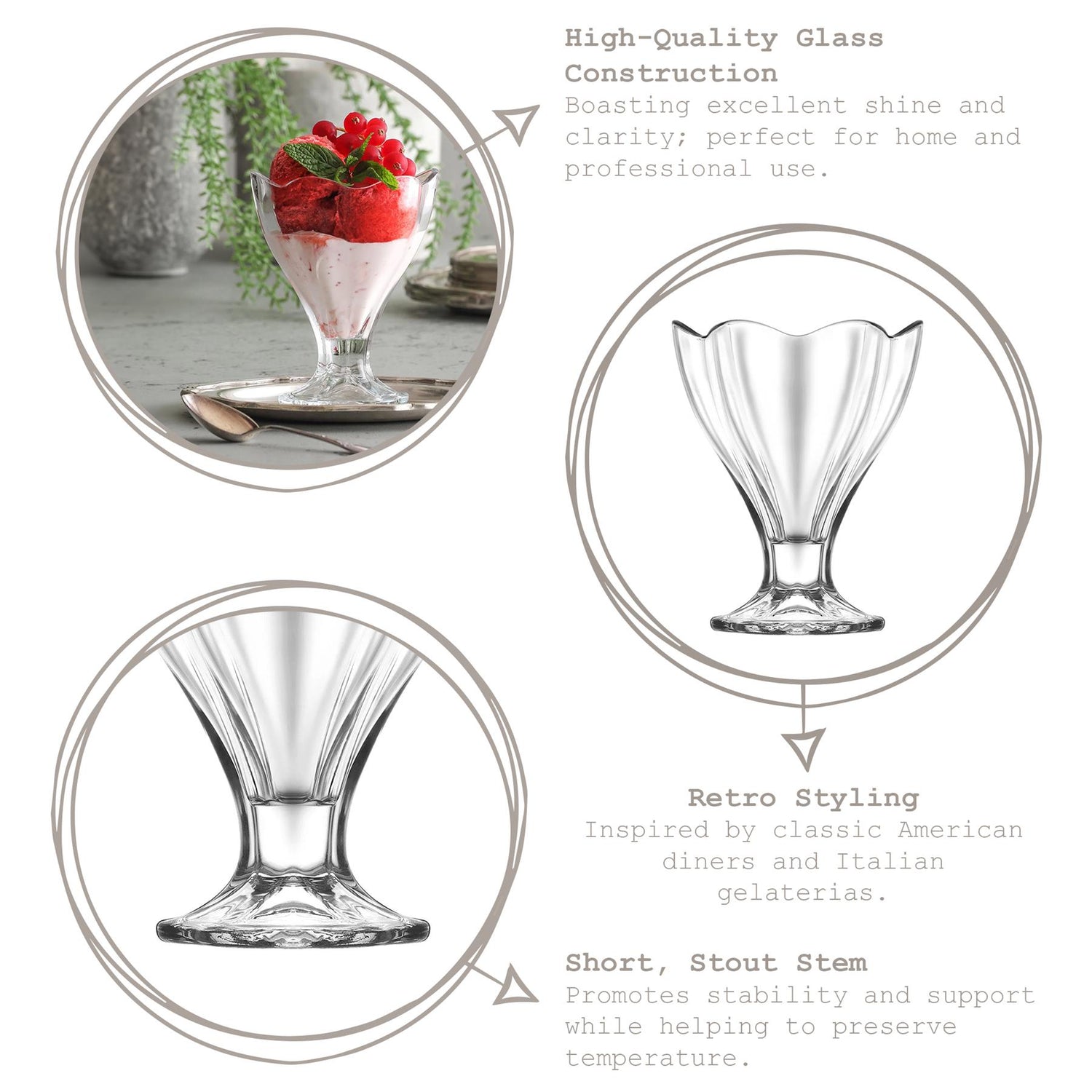 250ml Lily Glass Ice Cream Bowl