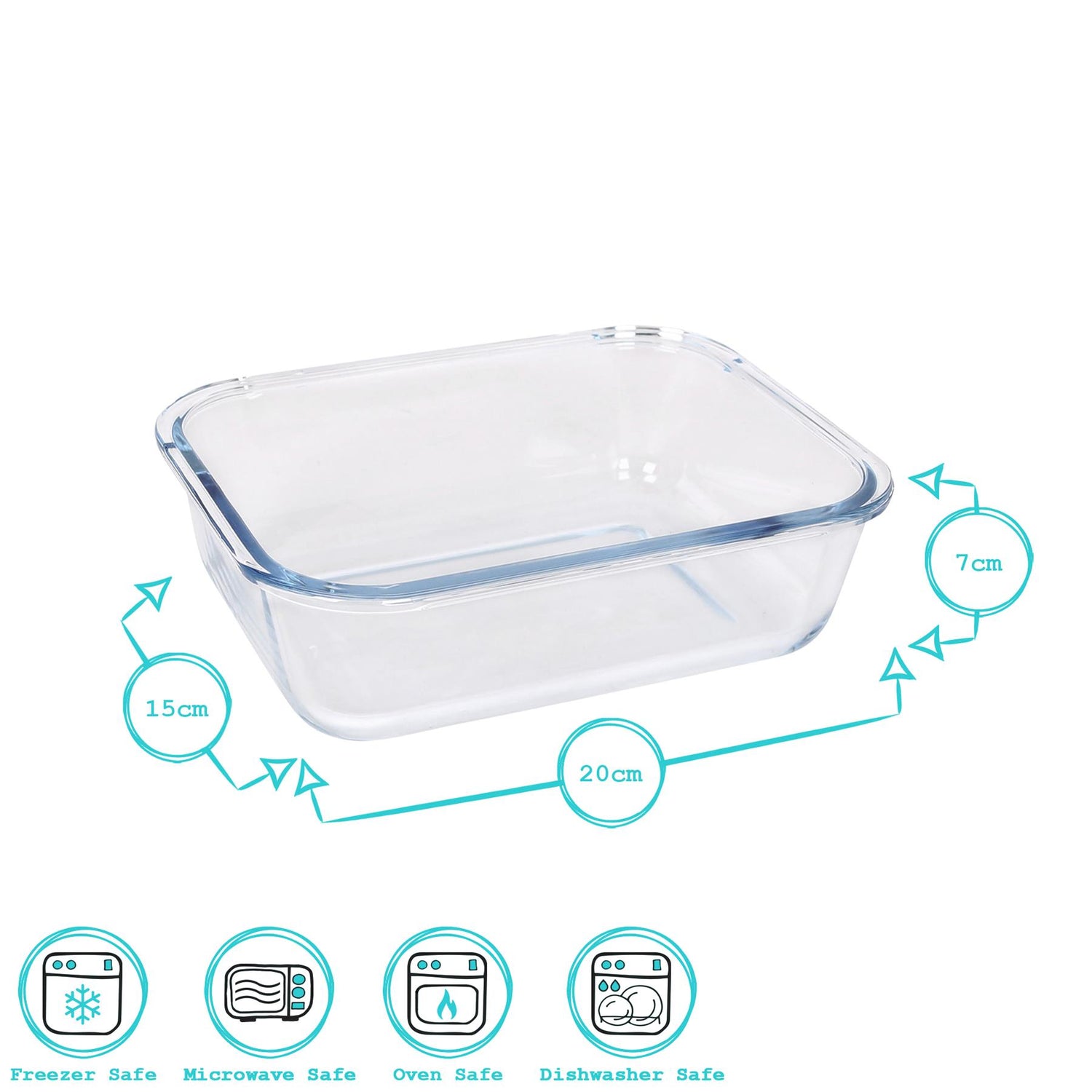 Rectangular Glass Cake Dish - 20cm x 15cm