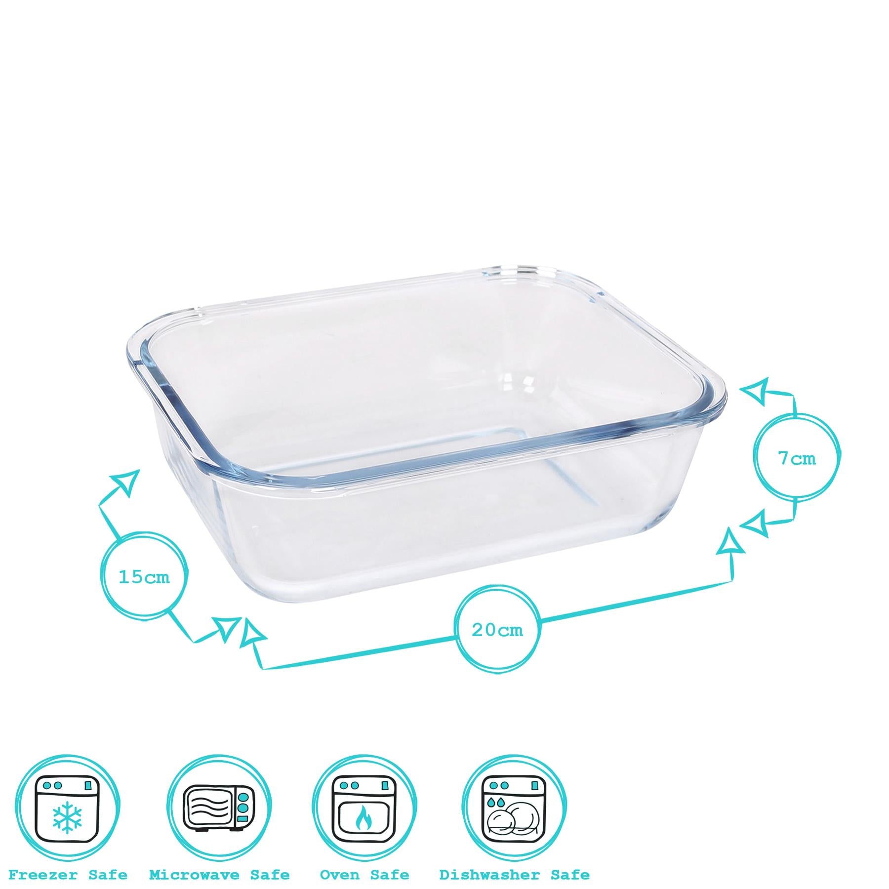 Rectangular Glass Cake Dish - 20cm x 15cm