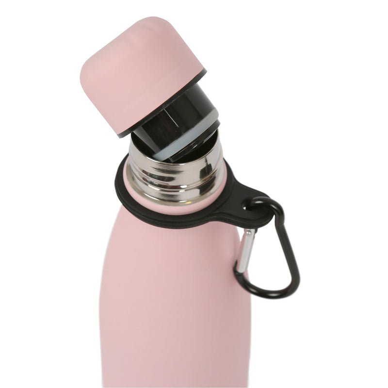 Stainless Steel Water Bottle with Carabiner Clip - 500ml - By Harbour Housewares