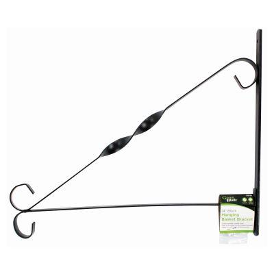 Black Powder-Coated Steel Hanging Basket Bracket - 35.5cm - By Green Blade