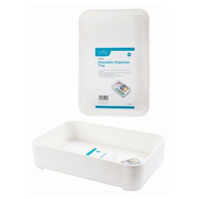 Plastic Stackable Storage Bin - 15cm x 15cm x 5cm - White - By Ashley