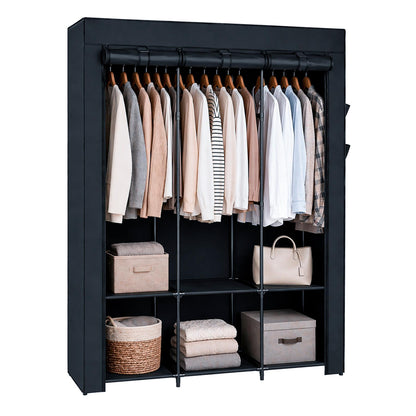 Portable Fabric Wardrobe - 130 x 45 x 167cm - Black