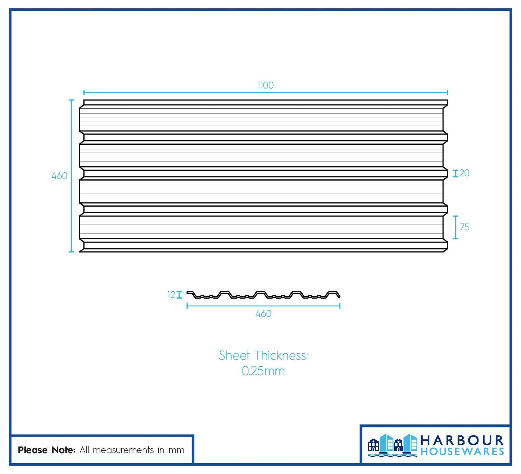 Corrugated Metal Roofing Sheets - 110 x 46cm - Anthracite - Pack of 14