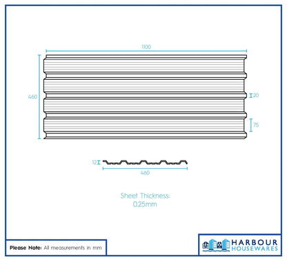 Corrugated Metal Roofing Sheets - 110 x 46cm - Anthracite - Pack of 14