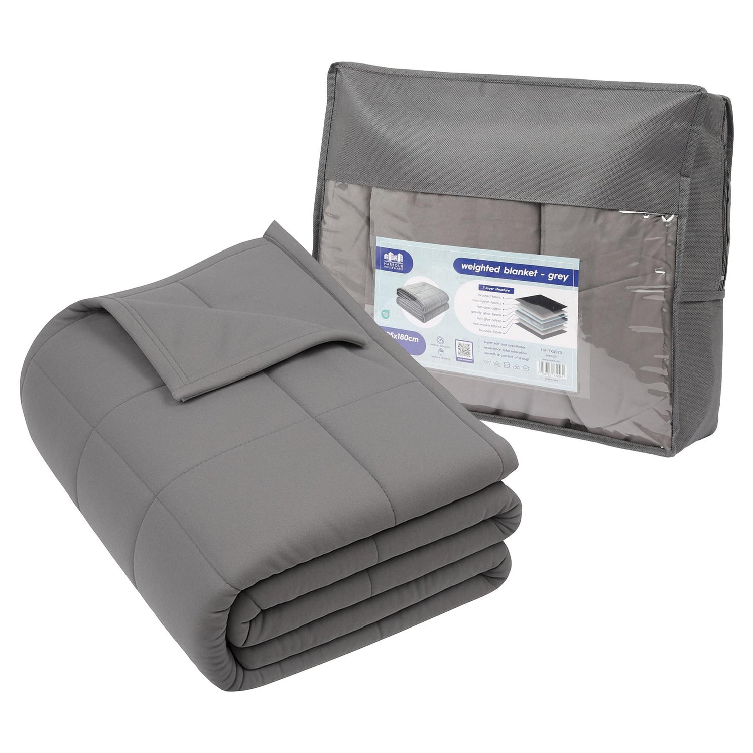 Weighted Blanket with Storage Bag - 125 x 180cm - 6kg - Grey