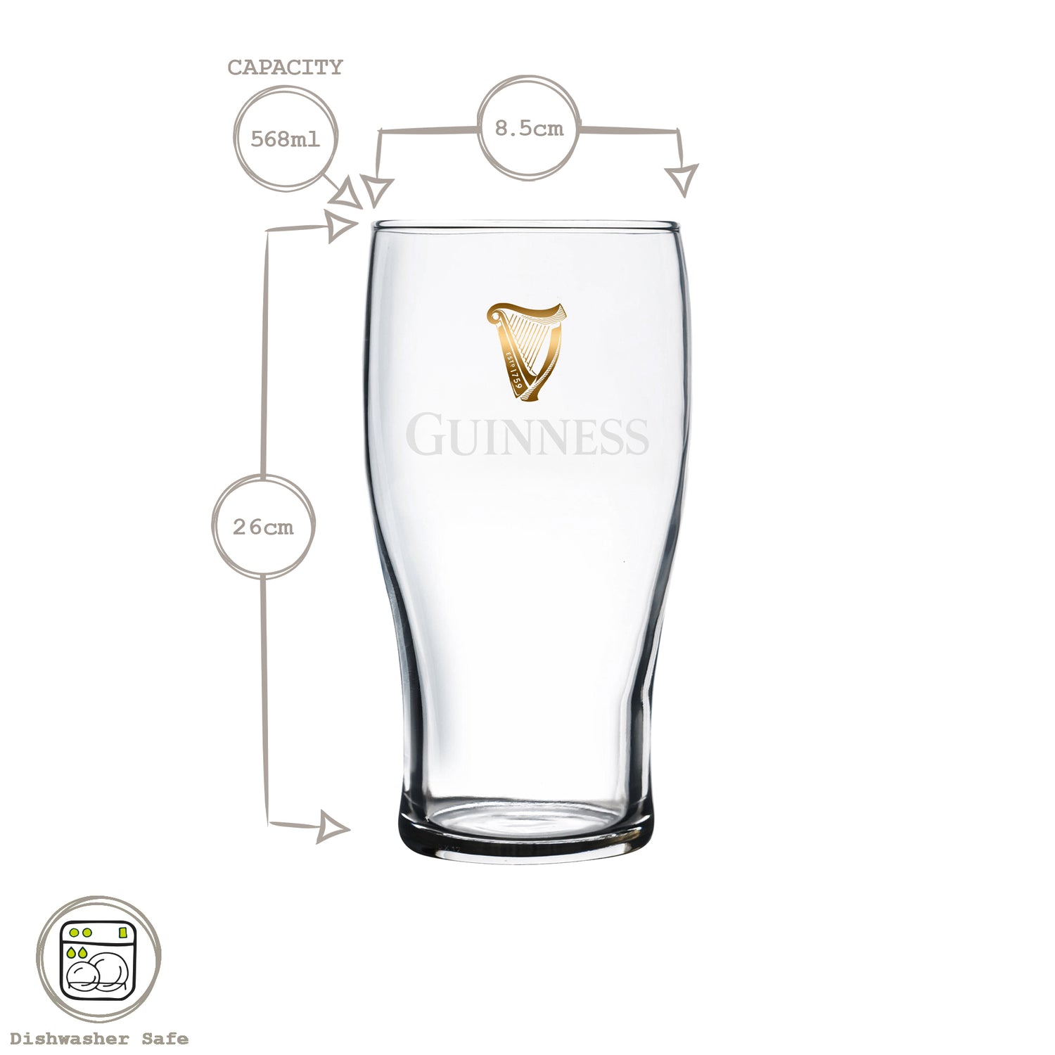Guinness Pint Glass - 568ml (20oz)
