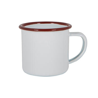 White Enamel Espresso Cup - 130ml - Red