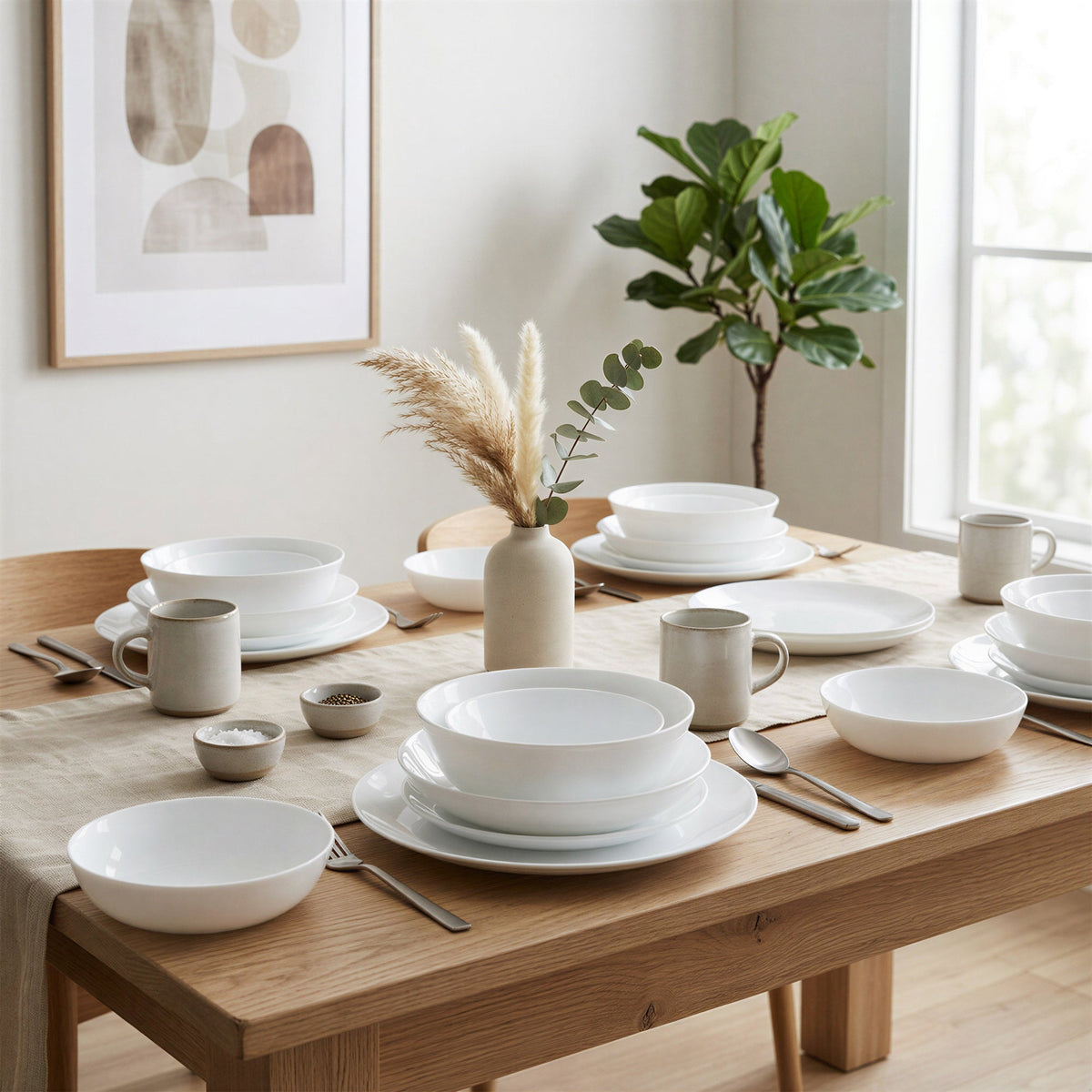Round Opalware Salad Bowl - 19cm - White