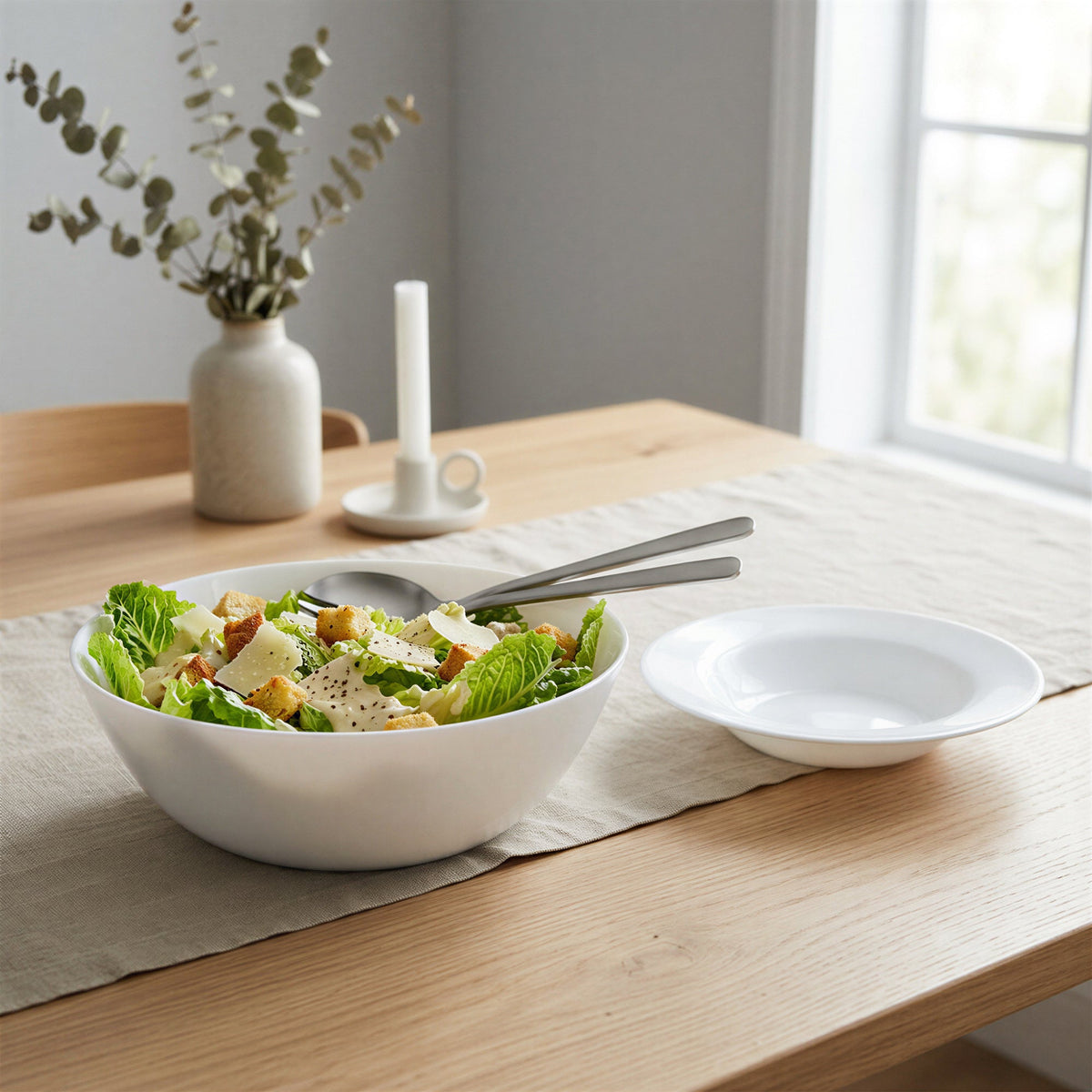 Round Opalware Salad Bowl - 19cm - White