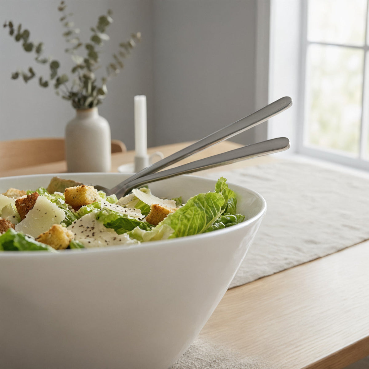 Round Opalware Salad Bowl - 19cm - White