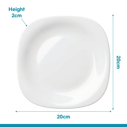 Square Opalware Dessert Plate - 20cm - White